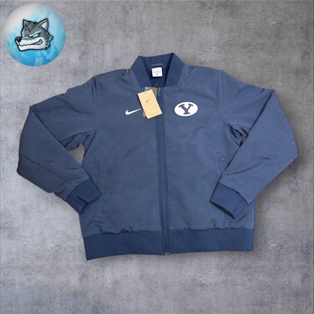 Nike BYU Cougars Womens Bomber Jacket Navy Team Issued IH3876-419 Size Medium